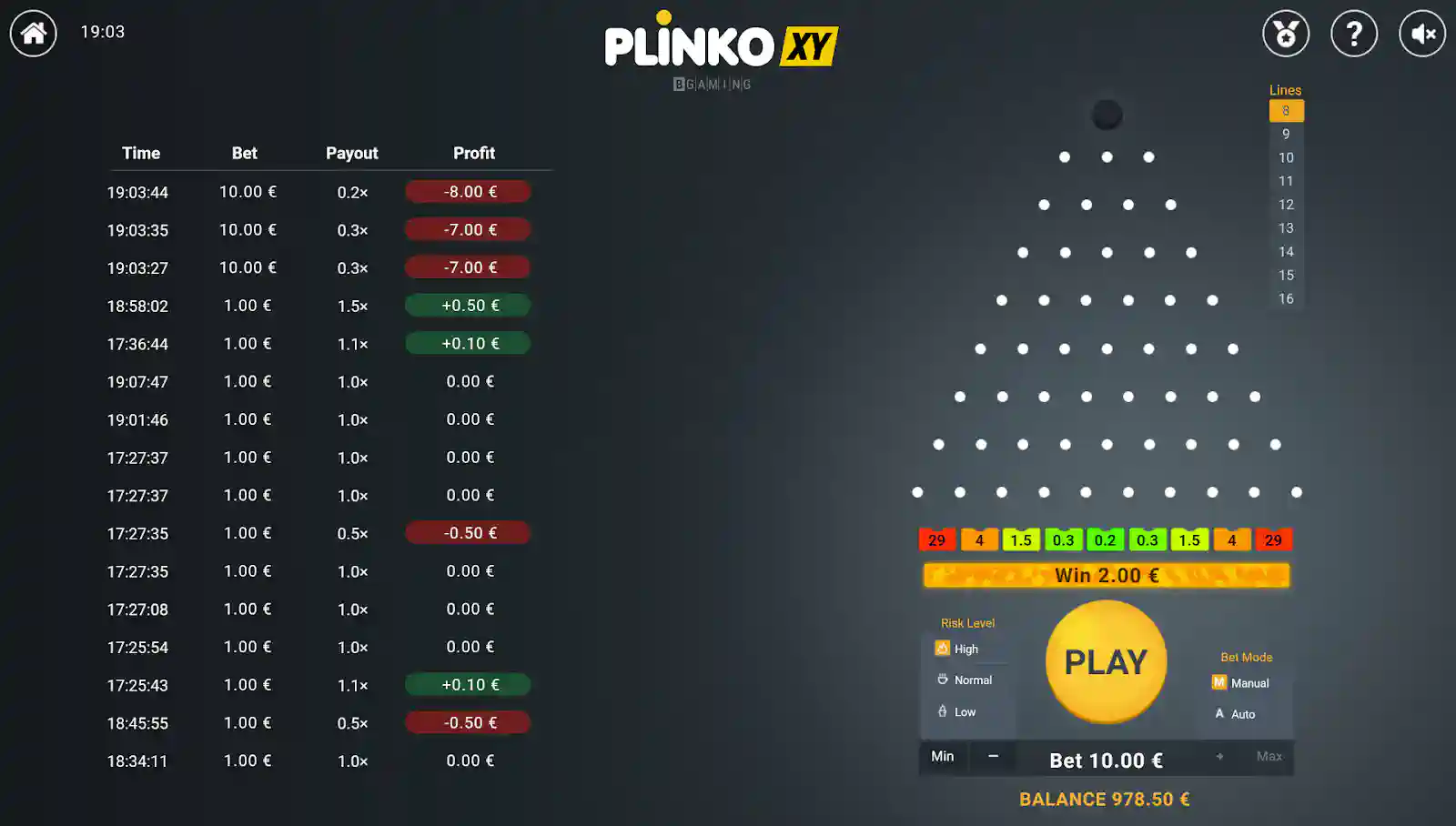 1win plinko online